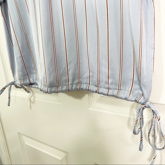 Hello Nite! Revolve Satin Pinstripe Short Sleeve Pajama Top Size S - Picture 2 of 7